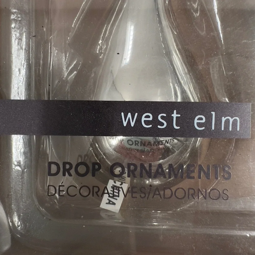 West‎ Elm Drop Ornaments Set 16 Silver Mercury Glass Midcentury Modern Christmas